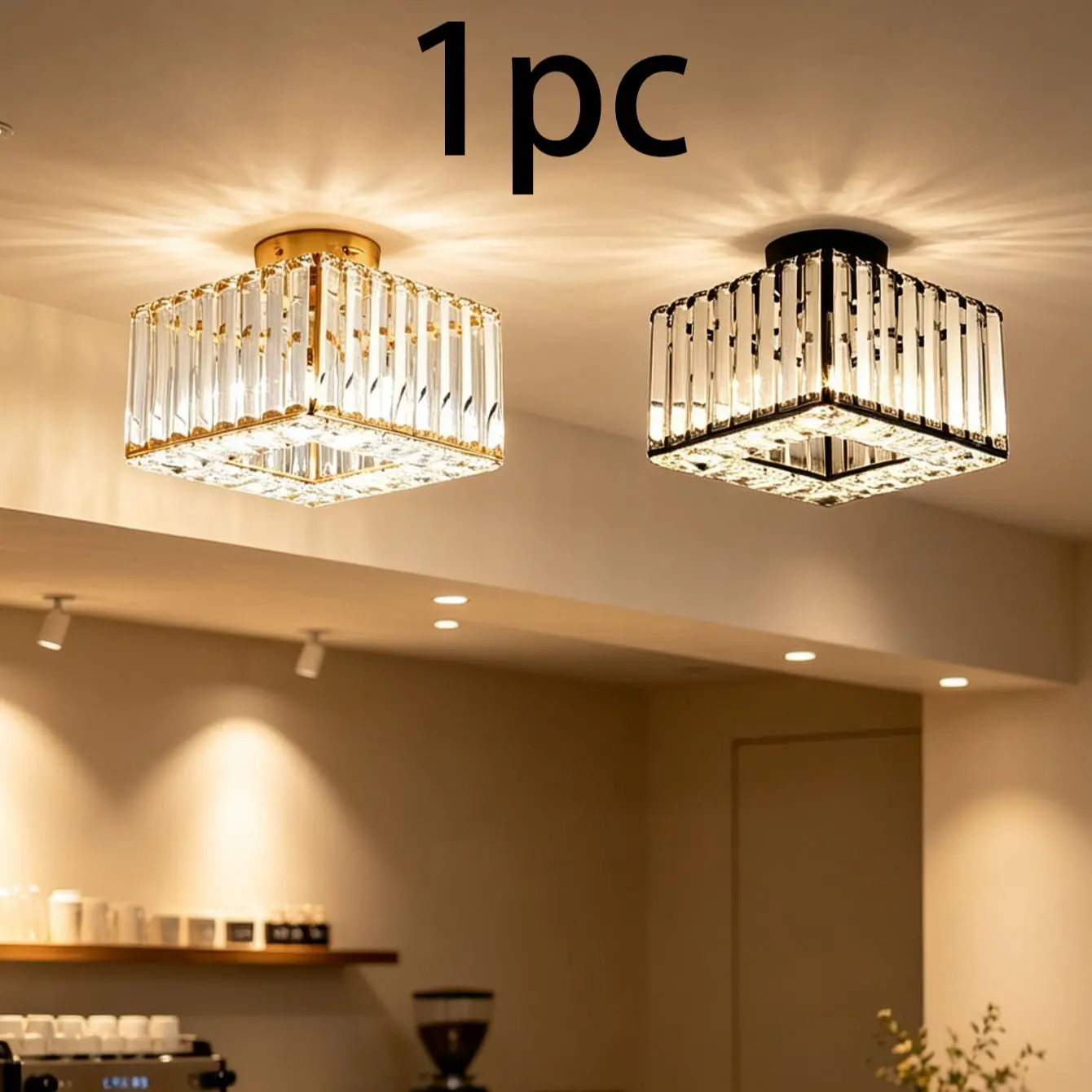 Square Frame Crystal Lamp Shade, Long Transparent Crystal Lamp Shell, Ceiling/floor Light Replacement, Home Decor Accessories