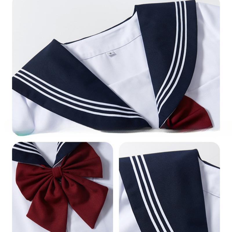Authentic Fashion: Japanese Style Blue Collar White Three-book JK Skirt Suit Set Flawless Sailor Uniform for School Girls with Classic Pleated Design