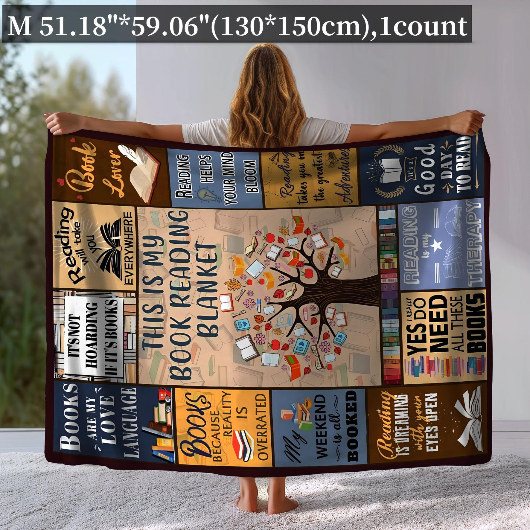 Book Themed Blanket, Soft Throw Blanket, Air-conditioned Room Blanket, Warm Nap Blanket, Blanket Gifts for Home Office Travel Camping