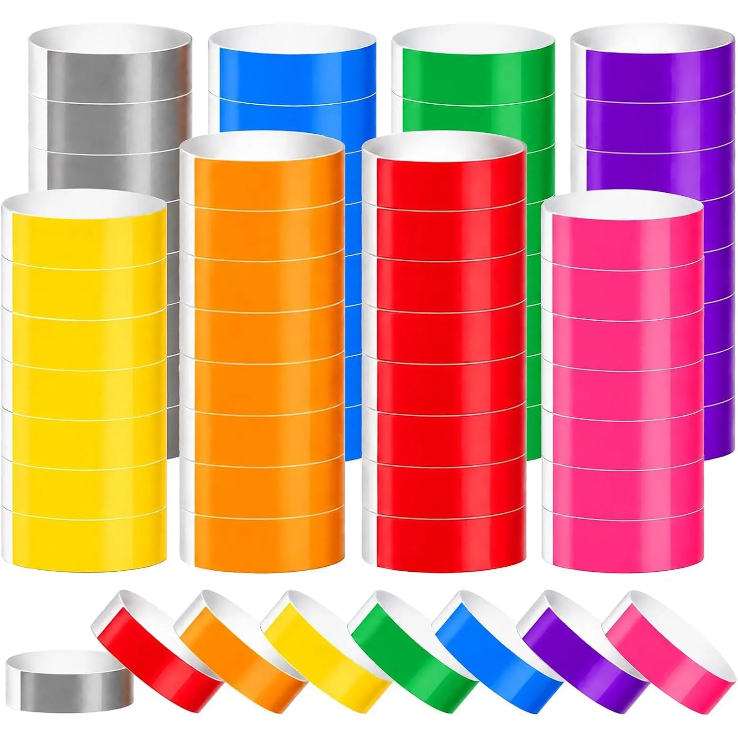 800 count Colored Wristbands for Events Wrist Bands Paper Bracelets  Arm Bands for Events Custom Adhesive Wristbands for Party(Red,Green,Yellow,Blue,Orange,,,Grey)
