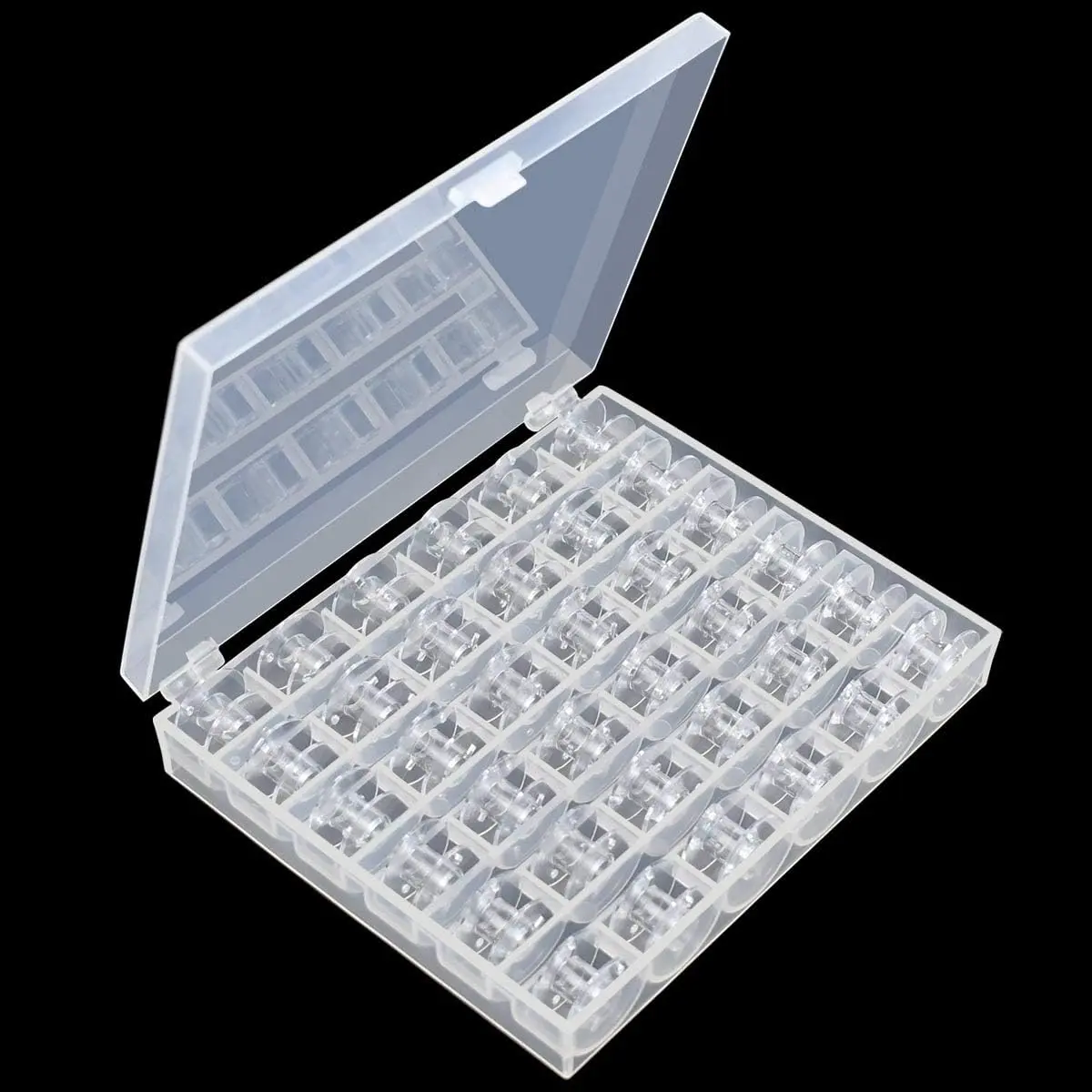 36 count Transparent Plastic Sewing Machine Bobbins with Case for Janome   Babylock Sewing Machine Class 15 Bobbins Spools with Storage Box for Juki Pfaff Elna Machine Christmas