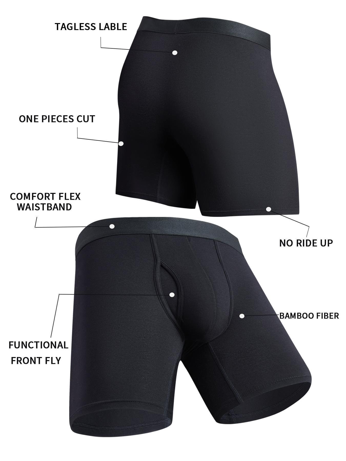 Men's Solid Color Bamboo Fiber Boxer Brief, Breathable Comfy Underwear for Daily Wear, Casual Men's Underwear for All Seasons, Stretchy Underwear, Underwear Boxers