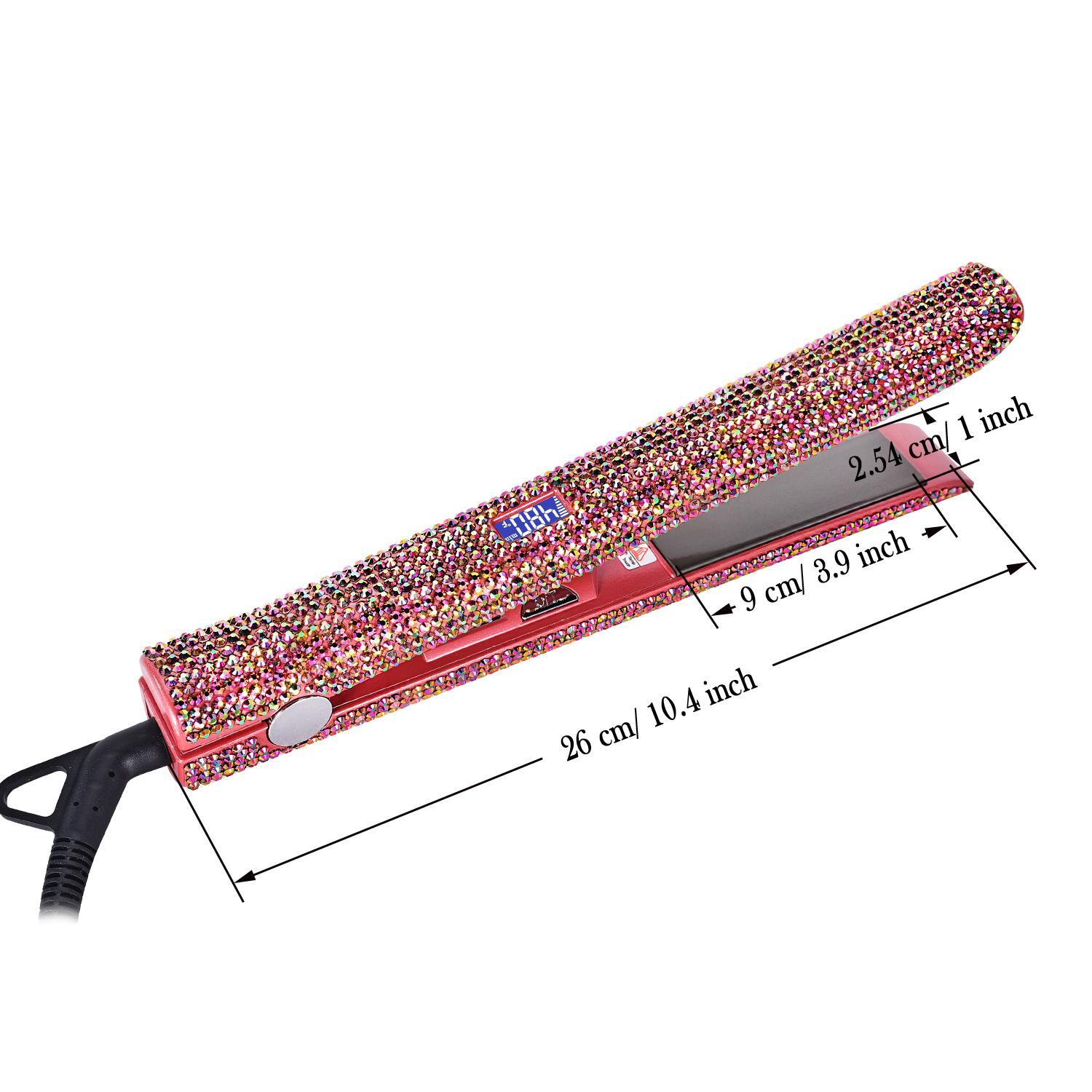 1 set Bling Rhinestone Decorated Hair Straightener,Crystal Diamond Professional Salon 480F Hair Flat Iron, Titanium Flat Iron, Silk Press, Hair Styling Tool