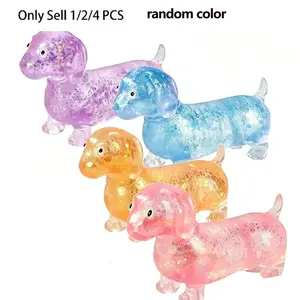1/2/4Pcs Squishies Anxiety Fidgets - Upgraded Sparkly Dachshund Gel Stretch Balls, Cute Mini Sausage Dog Stress Relief Toys with Faces, Gifts for Kids summerwins