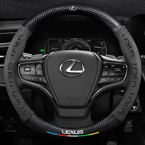 Carbon Fiber Leather Car Steering Wheel Cover, Anti Slip, Compatible with Lexus Models, Durable & Stylish Accessory
