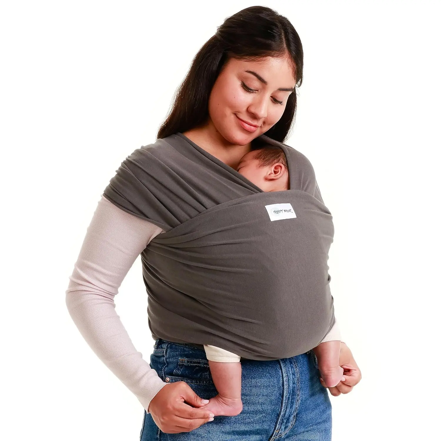 Wrap Baby Carrier Newborn to Toddler 7-35 lbs - Lightweight, Breathable Baby Wrap Carrier - Stretchable, Ergonomic Baby Sling Carrier for Hands Free Support and Bonding (Dark Gray)