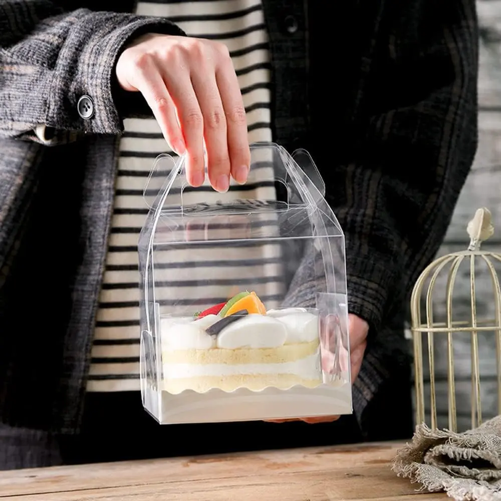10Pcs 5.5X5.5 Inch Clear Transparent Plastic Cake Boxes Portable Single Cupcake Candy Display Container Gift Box for Wedding Birthday Parties Baby Shower Favors