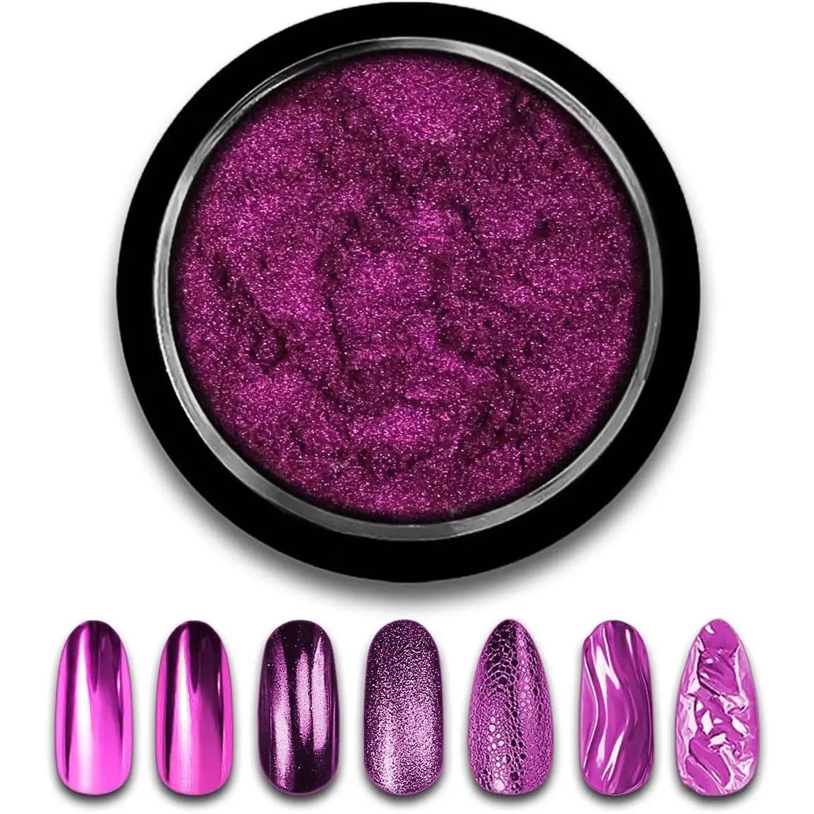 Hot Pink Chrome Nail Powder, 0.3-0.4g Ultra-Fine Metallic Pigment for Gel Polish Glazed Manicure, Lightweight Single Jar for DIY Nail Art & Crafts