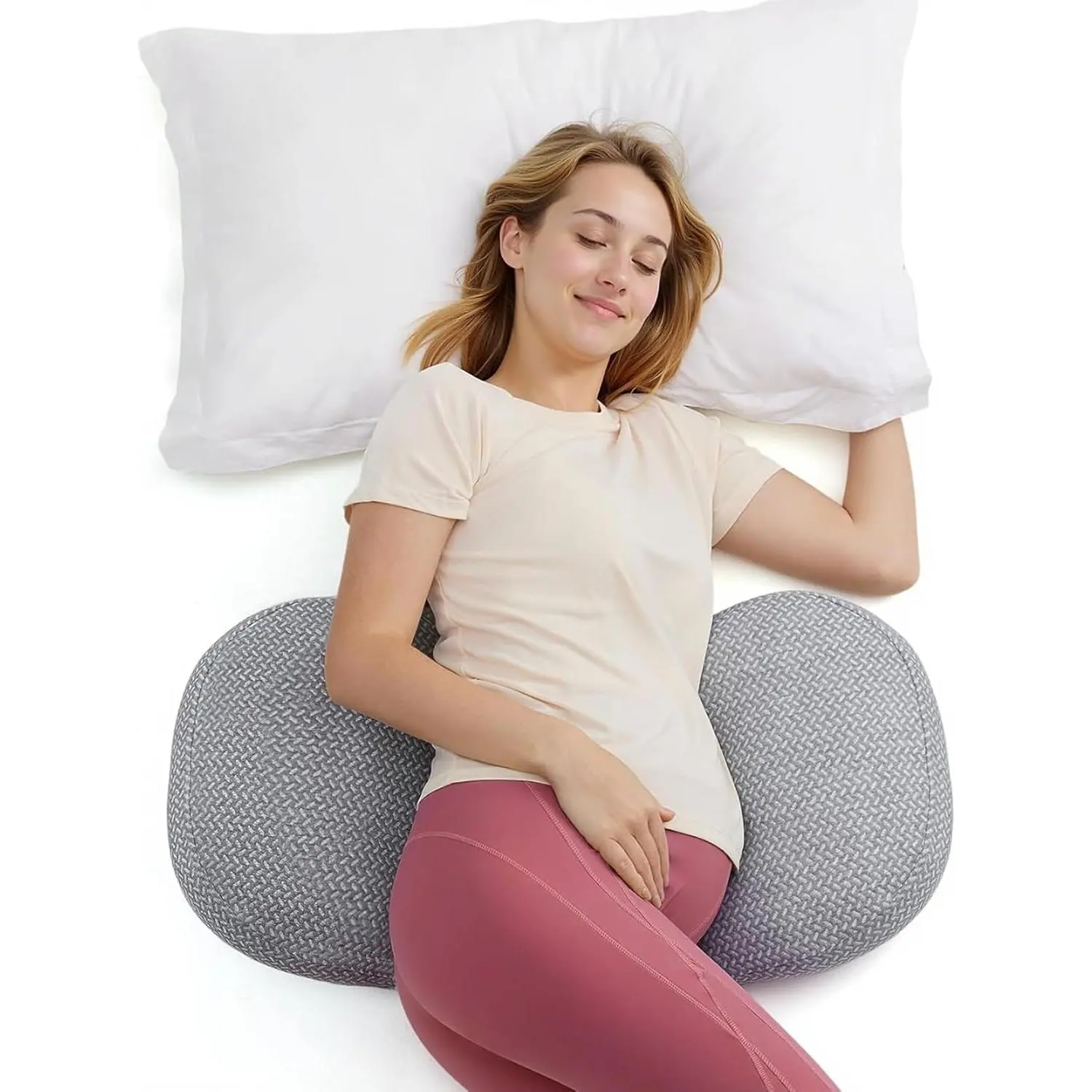 Portable Pregnancy Pillow – W Shaped Maternity Support for Side Sleepers, Adjustable Travel Wedge Pillow for Back, Belly, and Hip Relief, Ideal for Pregnant Women, Deep Grey