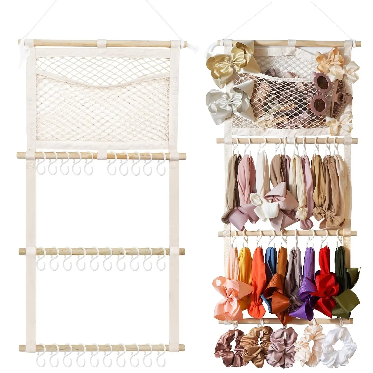Headband Holder Hair Bows Organizer for Baby Girls Large Capacity Bow Holder Hair Accessories Wall Hanging Organizer for Toddler Baby Girl Nursery Room Decor