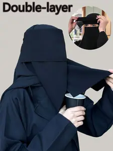 Women's Soft Breathable Niqab, Dual-Layer Covering Khimar, Elegant Islamic Face Mask, Suitable for Evening Prayer and Daily Use