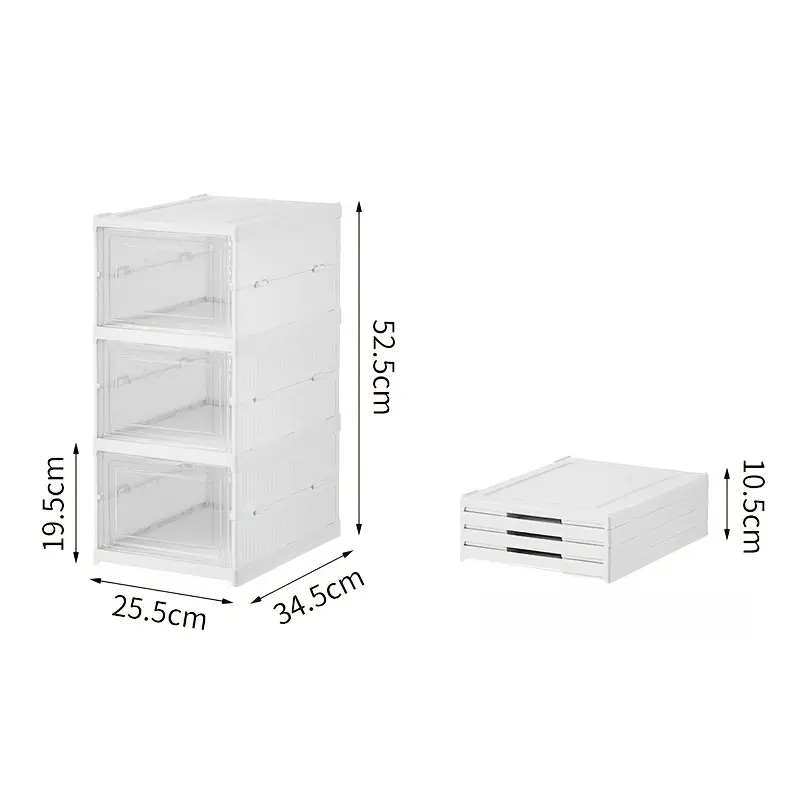 3-layer / 6-layer dual-specification foldable transparent visible storage cabinet. No assembly required. Ready to use after unpacking. Convenient for organizing and managing scattered items in the entrance and bedroom.