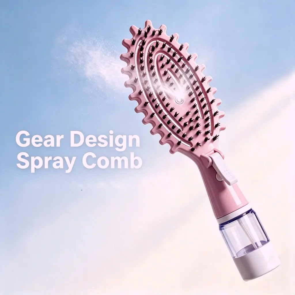 Two-In-One Manual Spray Styling Comb, Water Tank, Adds Essential Oils, Perfume, Care Liquid, Fine Mist, Suitable for All Hair Types
