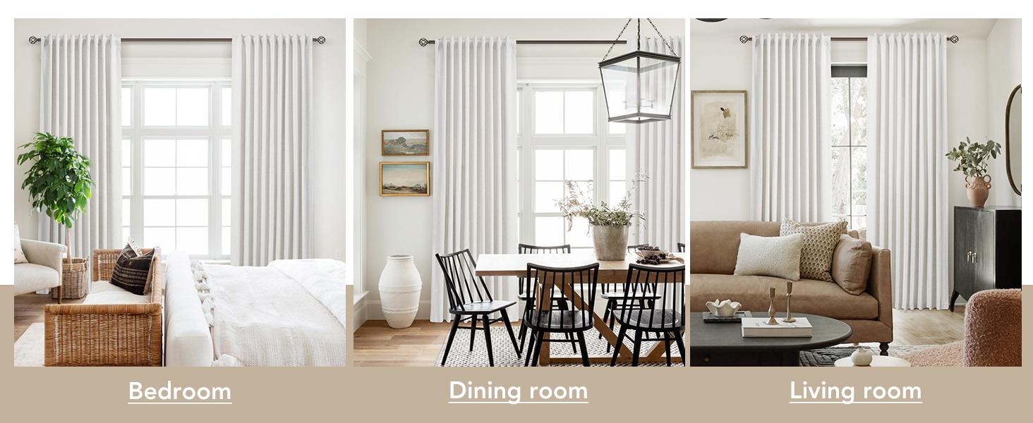 Natural Linen 100% Blackout Curtains for Bedroom 84 Inch Length 2 Panels Set Back Tab Cream Neutral Farmhouse Living Room Darkening Curtain Track System Thermal Insulated Black Out Drapes 52x84