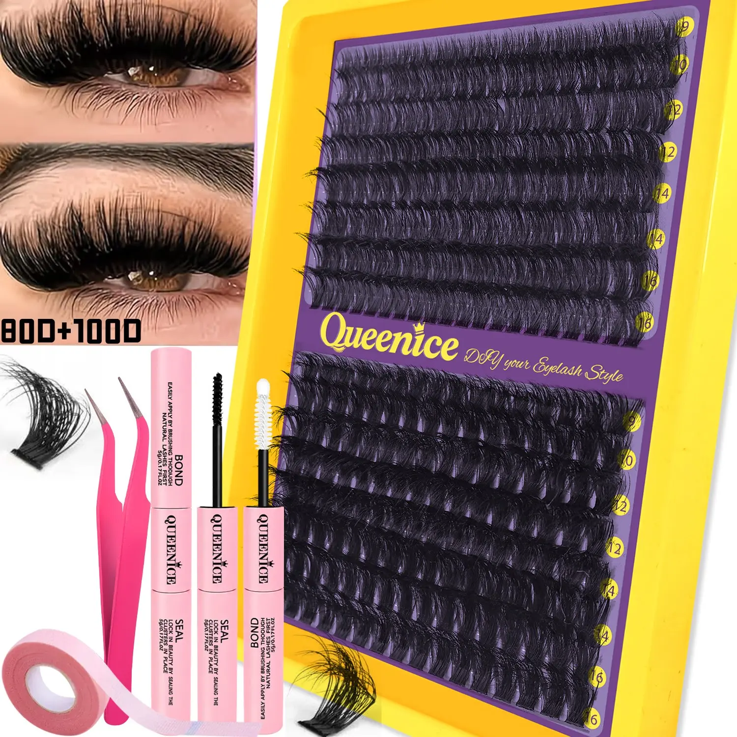 Wispy False Eyelashes in a Large Capacity with a Super Dense Fluffy DIY Lash Clusters Mixed Set, Mixed Length, Allowing for Combinations According to Preference. dramatic/glam/volume, Featuring D Curl Types Gifts for women Eyelash Cluster Extension