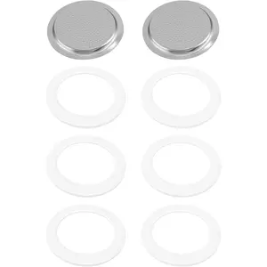 6 Pieces Moka Pot Replacement Cup Gasket with 2 Pcs Stainless Filter Silicone Moka Express Replacement Seals Funnel Kits Compatible Espresso Coffee Maker Parts(6-cup)