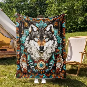 1pc Wolf King (or Queen) Bedspread - Soft Flannel Bed Cover with Wolf Pack Print (Wolf Pack Leaders), Luxury Bedspread Suitable for Adults, All-Season Cozy Bed Cover for Home, Travel & Picnic - Dry Clean Only, Bedding Gift for Adults, 3D Printing