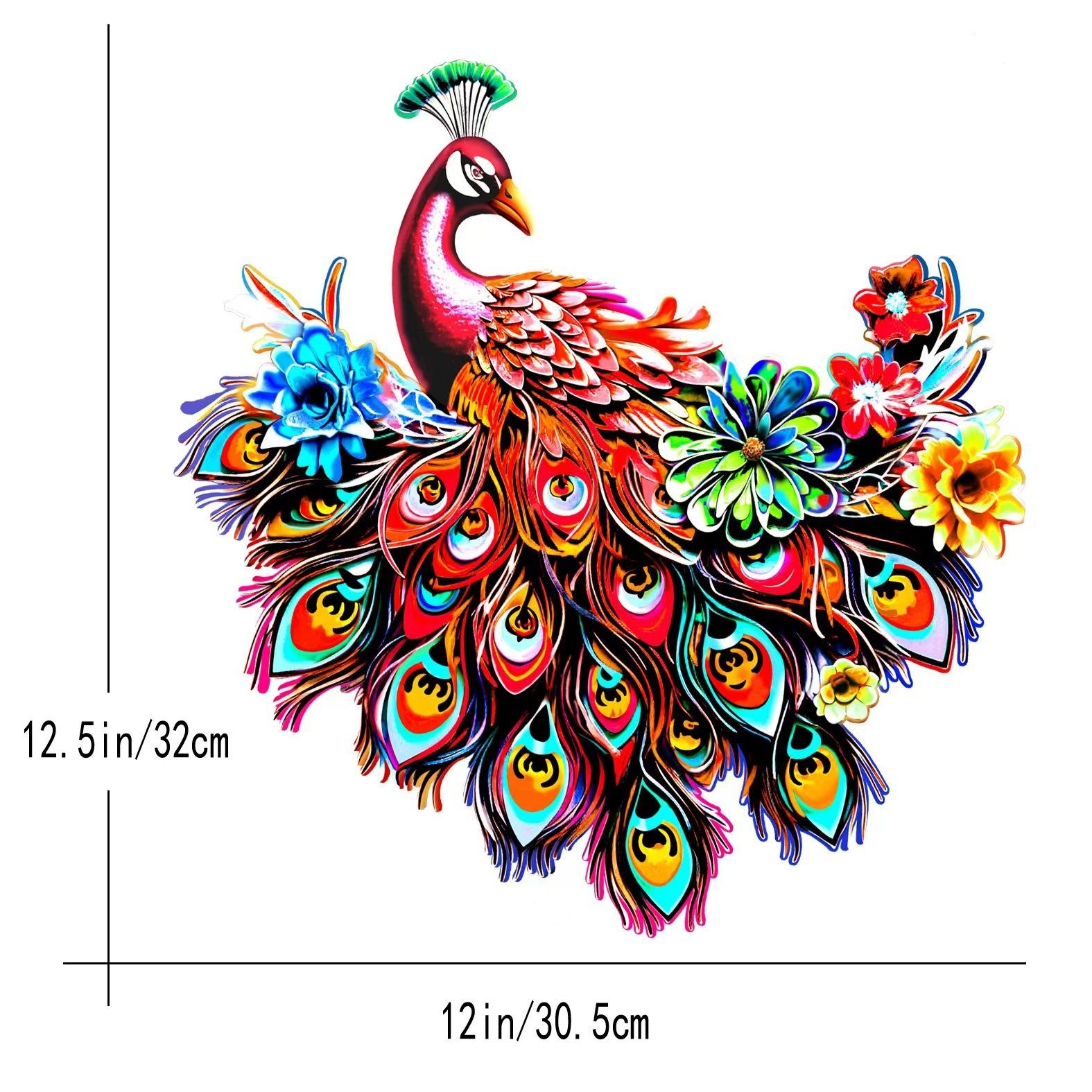 Colorful 3D Metal Peacock Wall Art Decor, Handmade Quilling Style Peacock Ornament for Garden Patio Home