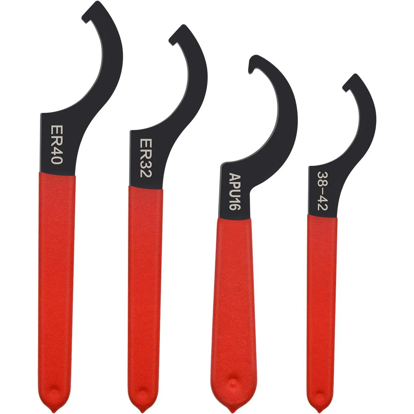 Steel Alloy Coilover Spanner Wrench Set - 4-Count, Multi-Size, Front Hook, Anti-Slip Rubber Grip Shock Adjustment Tool for Mechanics, Tools for Mechanics