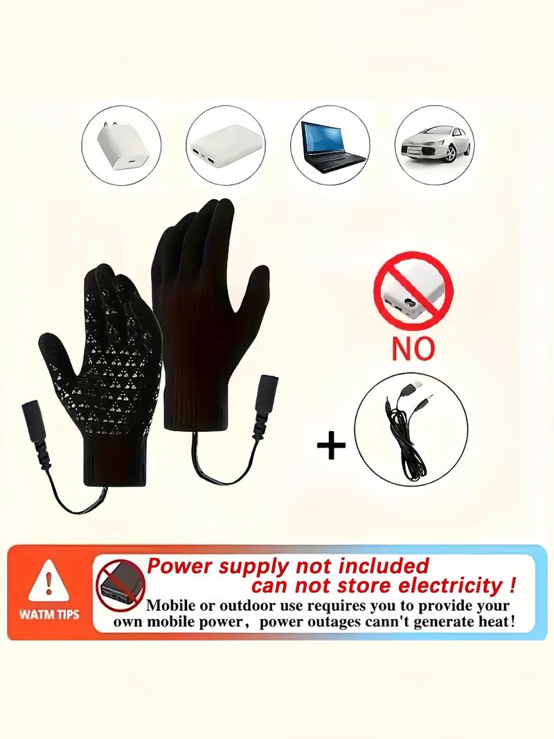 USB Powered Touchscreen Heated Gloves, Unisex Dual-Sided Heating, Thick Warmth, Elastic Cuff, Non-Slip Grip, Durable Wear, Winter Outdoor Use