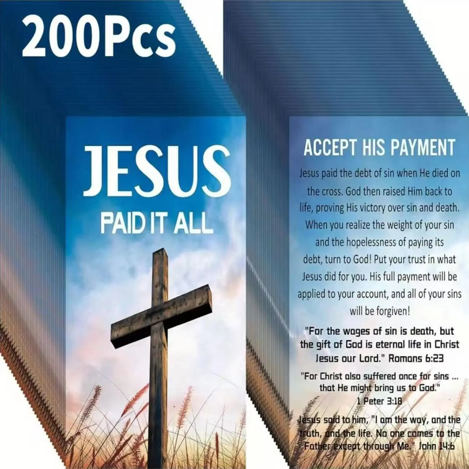 New 200 inspiring gospel booklet cards | With cross pattern prayer postcards, containing scriptures | Suitable for baptism, Halloween, Christmas, Easter and religious gifts, durable bookmarks, serene design, Inspirational Card