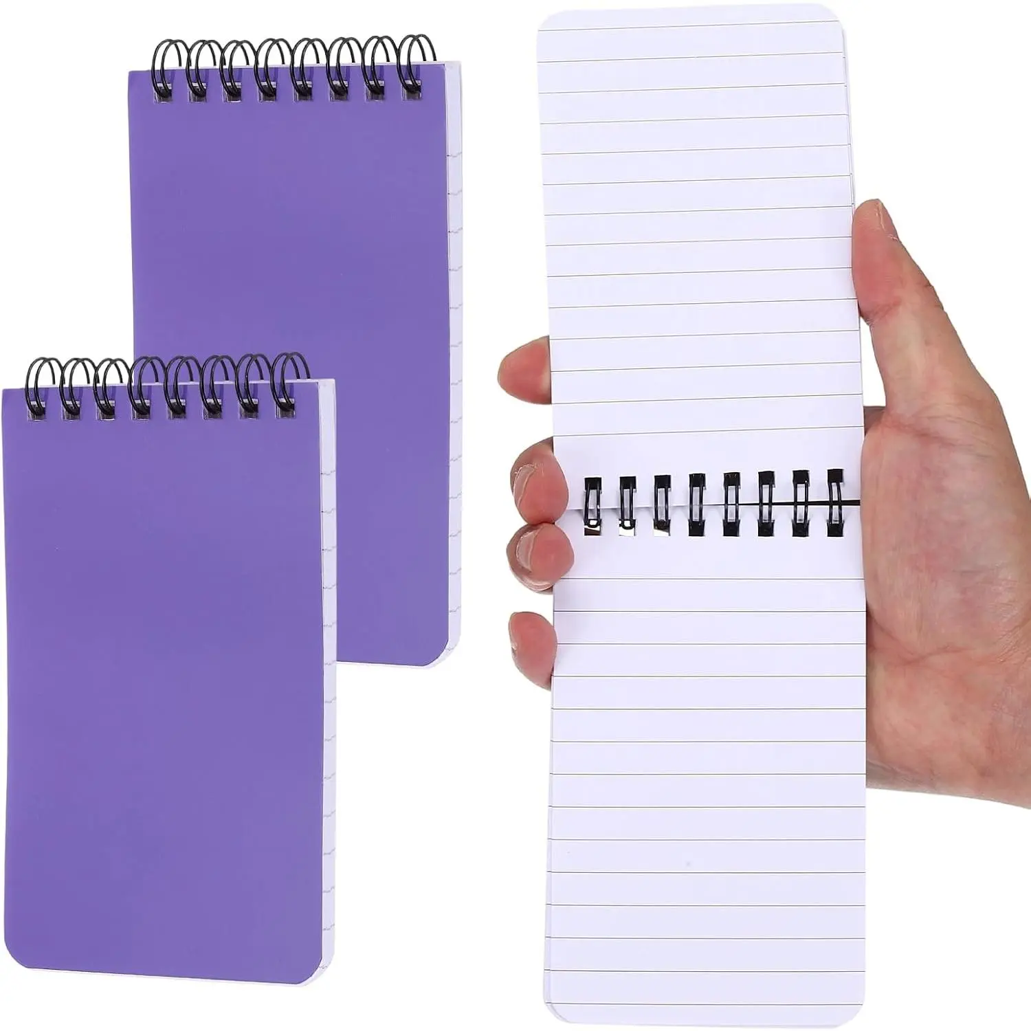 3x5" Pocket Sketchbook,2pcs Notebook Mini Lined Notebook, | Top Spiral Lined Memo Pads 80GSM 60 Sheets/120 Pages Hard Cover Portable for Office Outdoor Travel Journal Draw