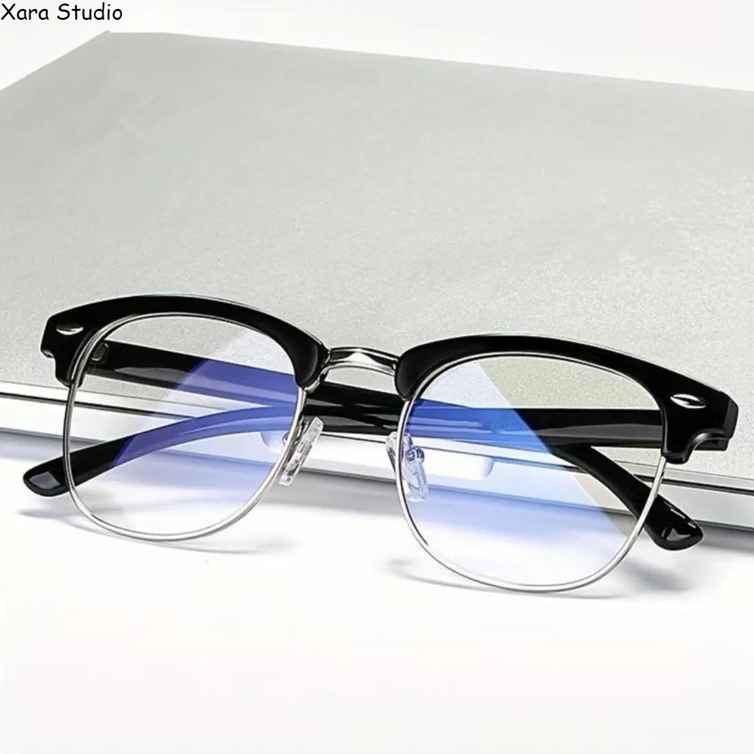 Blue Light Blocking Glasses for Men & Women – Lightweight Metal Frame Computer & Gaming Glasses, Anti-Eye Strain, UV Protection, Trendy Y2K Minimalist Eyewear for Work, Office & Daily Use