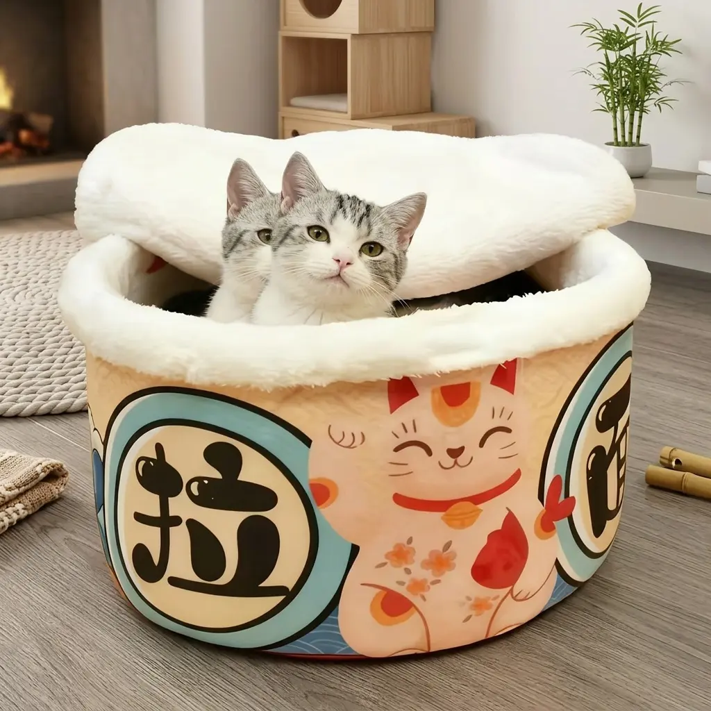 Super Large Cotton Blend Warm Bed for Dogs and Cats, Instant-Set Kennel, Cozy Nest Cushion