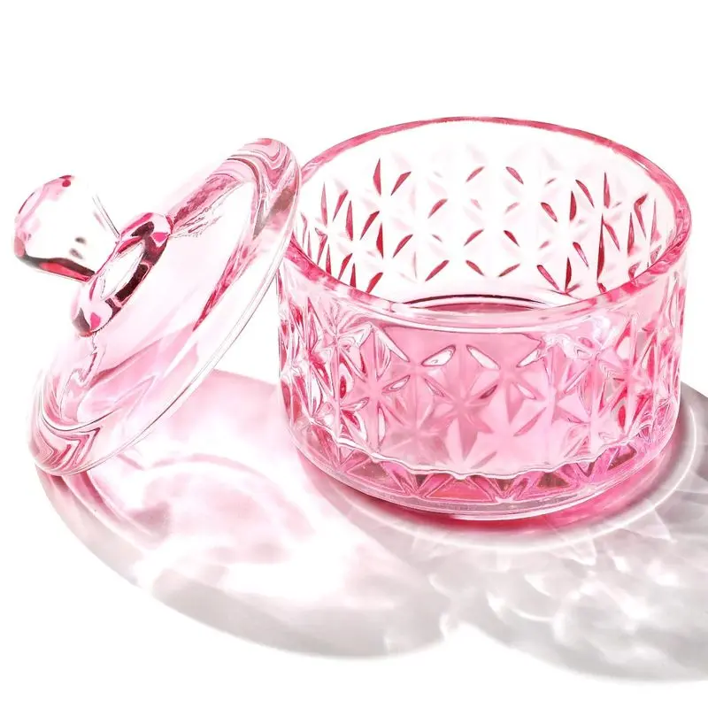 Outdoor activitiesNail Dappen Dish with Lid, 100ml Large Glass Cup for Holding Acrylic Liquid and Powder, Pink