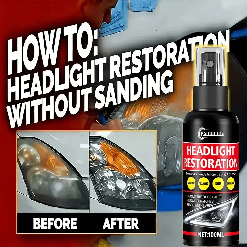 Car Headlight Restoration Kit, Polishing and Renovation Solution, Removes Yellowing and Fog, Brightens Headlights, Easy to Use