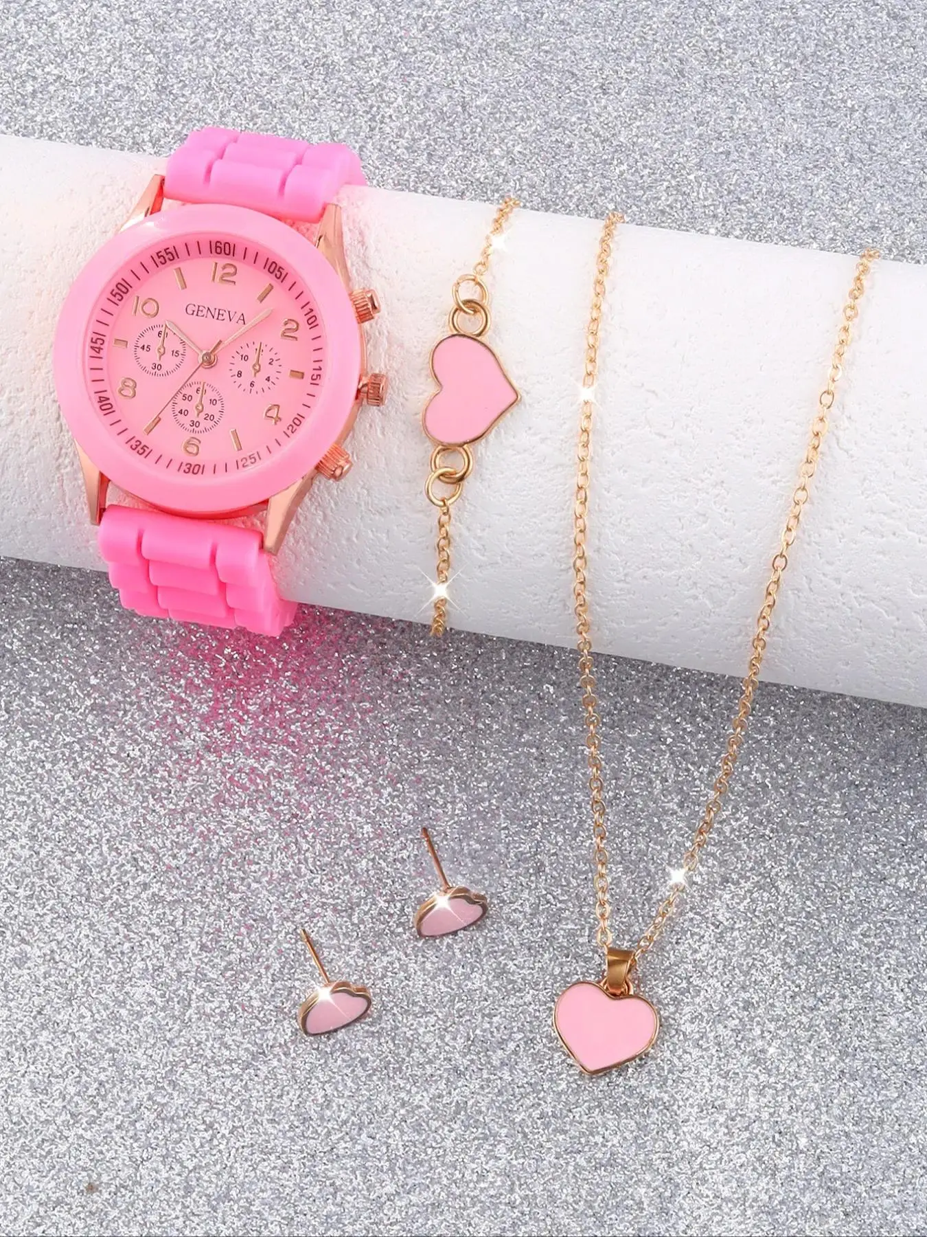 Cute Silicone Quartz Jewelry Set for Girls, Necklace Bracelet Earrings, Perfect Gift for Kids, Halloween Christmas Back-To-School
