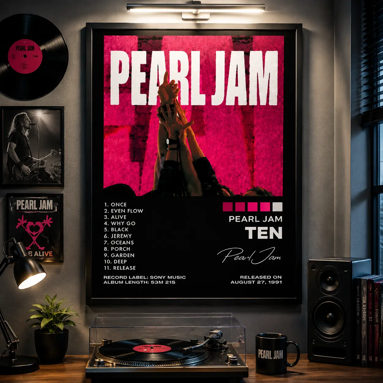 Pearl Jam - Ten Album Poster No No Frame / Album Cover Poster / Music Gift / Music Wall Decor / Fan Gift / Home decor music themed poster canvas wall art print room decor gift music lover gift unframed print retro print