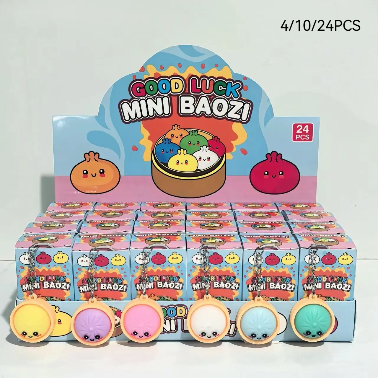 24-Piece Mini Baozi Keychain Blind Box, Aesthetic Keychain, Perfect for Bag Accessories, Car Keychains, Birthday Gifts, Party Gifts, Fun Collectibles