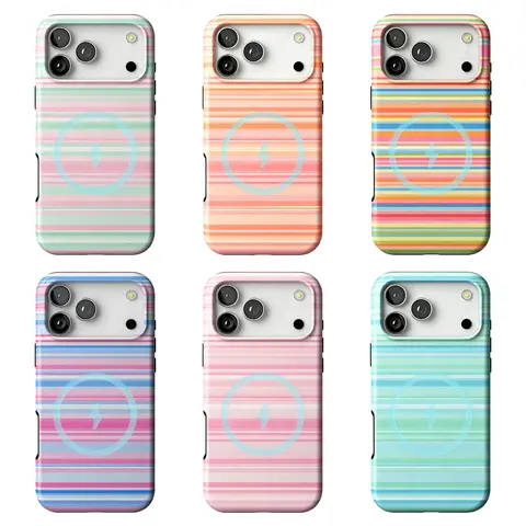 Retro Summer Mood stripe pattern, sturdy, protective, Magsafe Compatible, suitable for iPhone 18/17/16/15/14/13/12 Pro Max/Plus/Pro, simple and stylish phone case, perfect gift, Fashion Summer Phone Case |     Designed for Party, Beach, Pool & Outdoor
