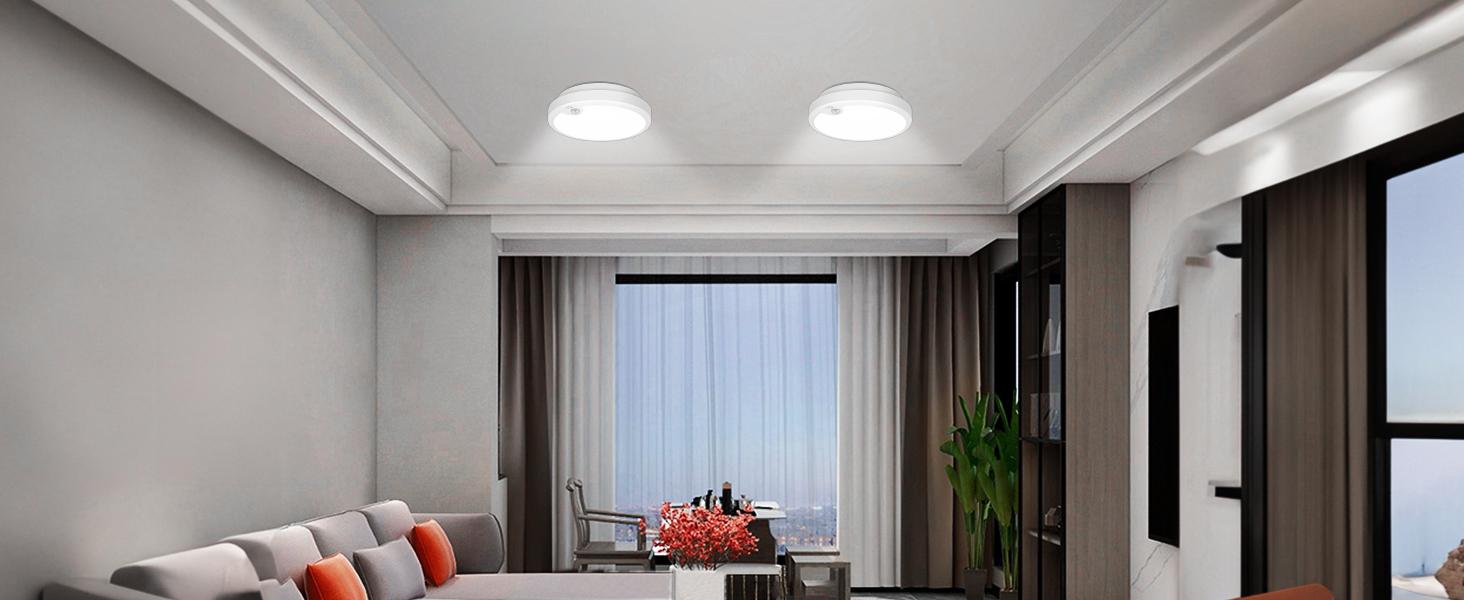 2-Pack Battery Operated Motion Sensor LED Ceiling Light, 7.2inch Flush Mount Light Fixture 6000K, Wireless Motion Activated Ceiling Lamp in 400LM for Closet Pantry Laundry Stair(Battery Not Included) 2-Pack Battery Operated Motion Sensor LED Ceiling Light, 7.2inch Flush Mount Light Fixture 6000K, Wireless Motion Activated Ceiling Lamp in 400LM for Closet Pantry Laundry Stair(Battery Not Included)