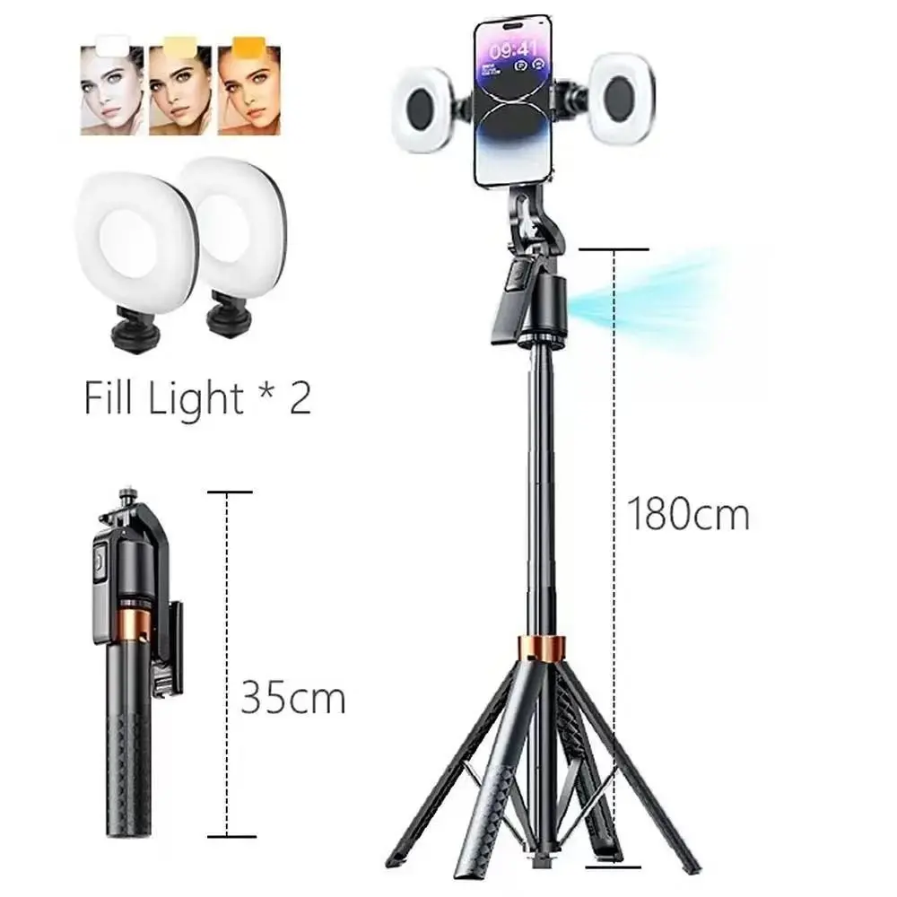 Phone Gimbal Stabilizer Q13 Dual Fill Light Smart AI Face Recognition All In One Auto Tracking Vlogging Live Stream Stabilizer For Video Shooting