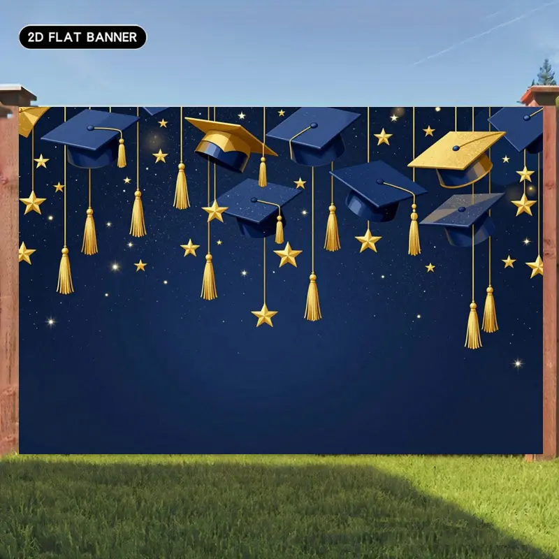Graduation Backdrop Starry Sky Celebration Tapestry Wall Hanging, Graduation Photography Background, Premium Polyester Party Decor for Graduation Ceremony, Wedding Reception, Family Gathering, Event Stage, Photo Booth