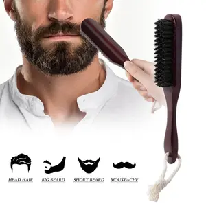 Men's Boar Bristle Beard Comb, Suspension Rope Design, Beard Styling Comb, Cleaning Brush for Neck Stubble, Salon Hairdressing Tool, Gift Idea