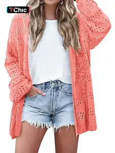 Women's Plain Cardigan, Casual Long Sleeve Cardigan for Summer, Fashion Women's Knit Clothing for Daily Wear, Tops