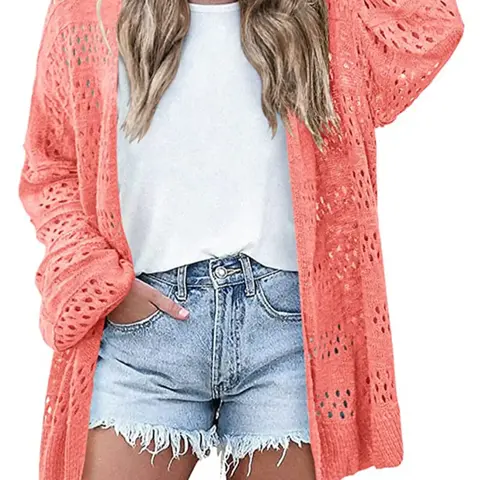 Women's Plain Knitting Cardigan, Casual Loose Long Sleeve Cardigan, Fashion Women's Knitwear for Daily Wear, Tops, Fashion Knitwear Clothing