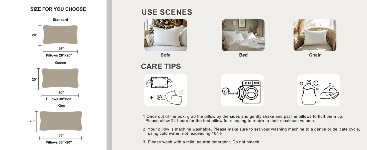 King Size Pillows Set of 4 Bed Pillow for Sleeping King Pillows 4 Pack for Back, Stomach or Side Sleepers Soft and Supportive Washable Pillow for Bedroom