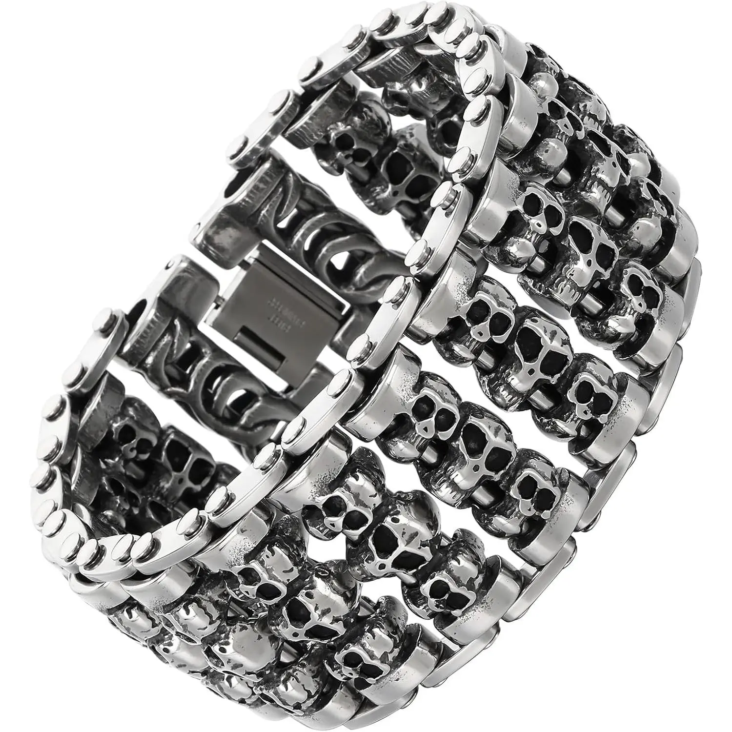Men's Gothic Skull Bracelet 316L Stainless Steel Chain Bracelet for Men Heavy Duty Biker Bracelets Prefer for -Inspired