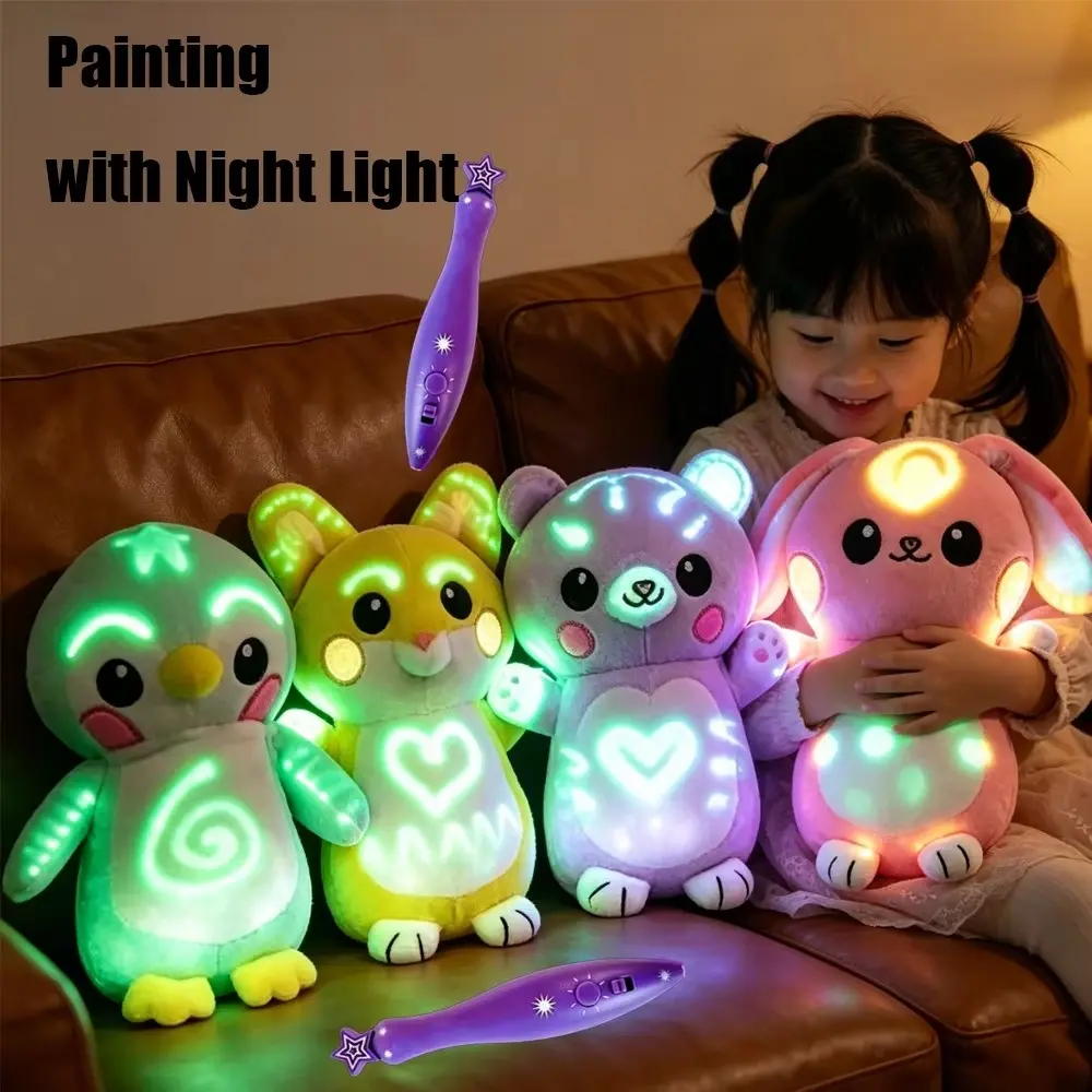 Kids Glowing Doodle Plush Doll, Stuffed Animal, Interactive Drawing Toy, Home Decoration, Gift, Birthday Present, Ideal for Kids as a Companion
