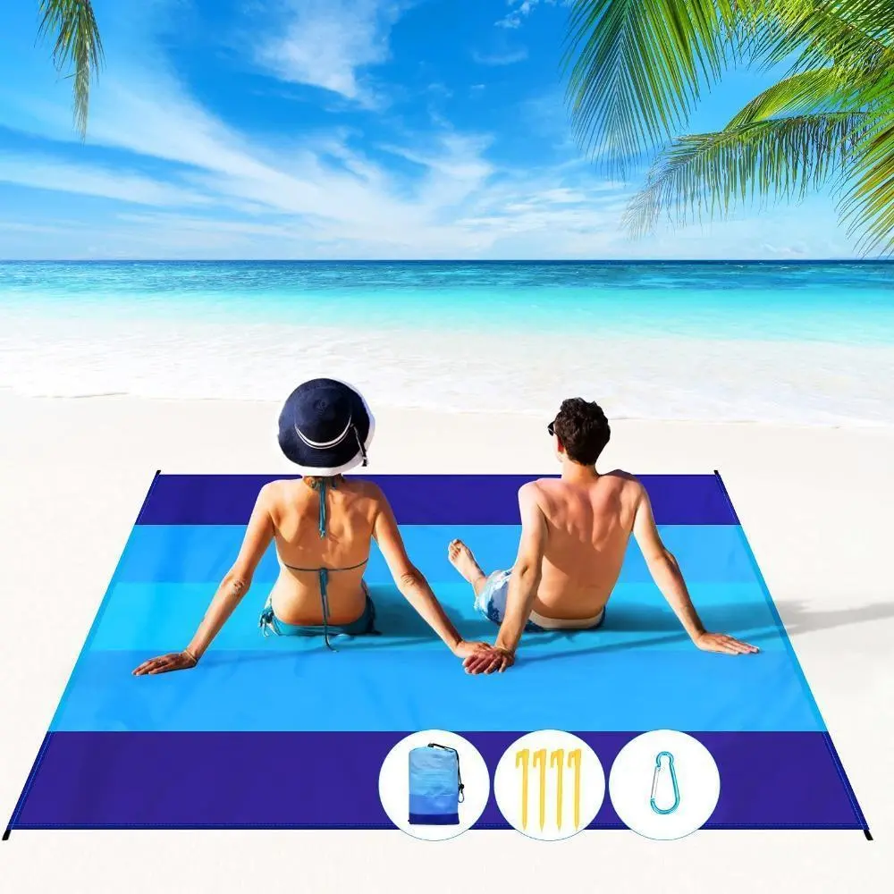 2026 New Anti-Sand Quick-Drying Beach Blanket | Extra Large Waterproof Ground Mat with Ground Stakes & Storage Bag | Portable Outdoor Mat for Beach, Pool & Camping