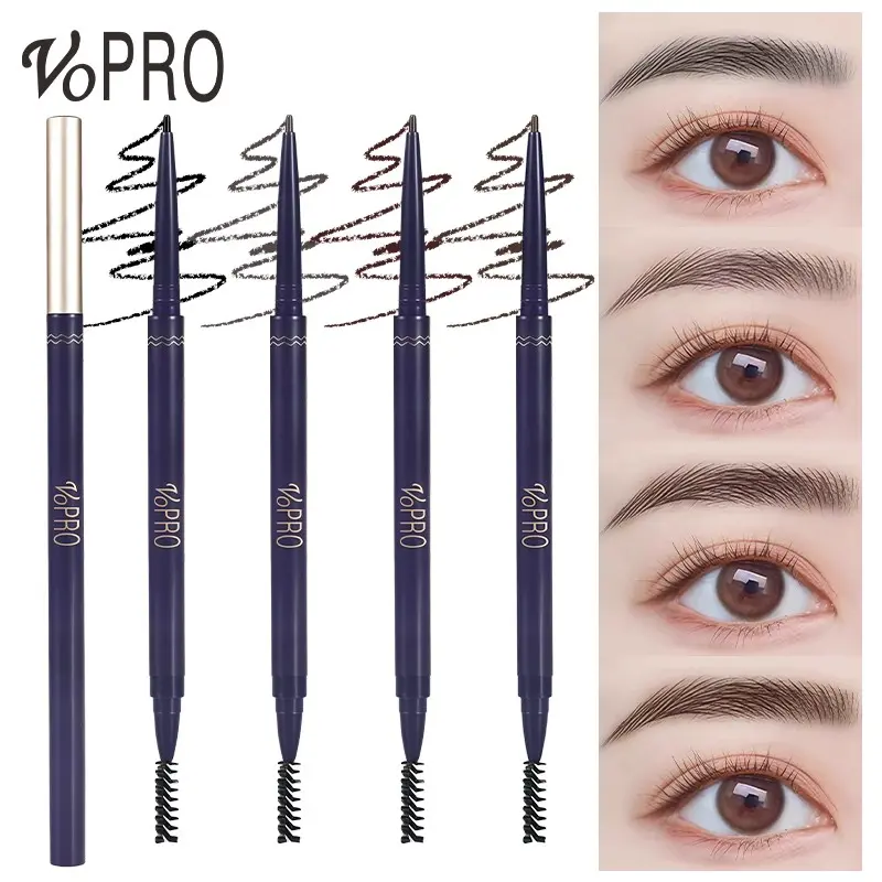 VOPRO Ultra Fine Retractable Dual End Eyebrow Pencil With Spoolie Brush Waterproof Sweat Resistant Smudge Proof Long Lasting Natural Eyebrow Makeup For Beginners