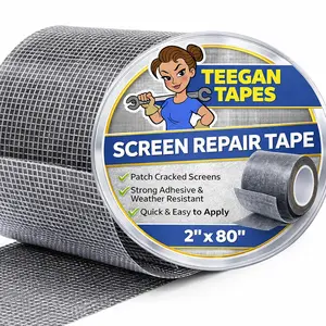 Screen Repair Tape - Fiberglass Mesh,  Adhesive, Weather-Resistant Window & Door Screen Patch - Easy to Use, Durable Screen Repair Kit for Holes & Tears