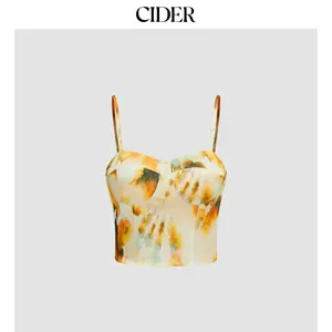 Cider [size 2-10] Satin Sweetheart  Abstract Crop Cami Top
