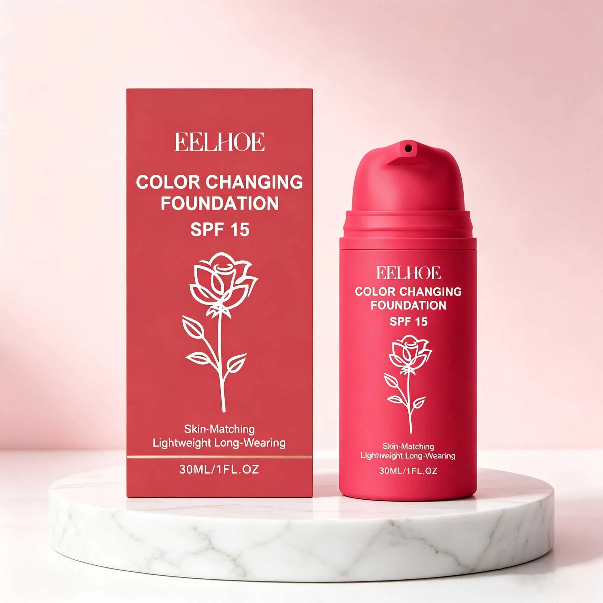 Eelhoe Temperature-Sensitive Foundation, Natural Color, Smart Coloring, Moisturizing, Long-Lasting, Lightweight, Suitable for All Skin Types