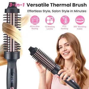 Heating Curling Comb, 32mm Professional Hair Brush, Adjustable Temperature, Dual Voltage, Travel-Friendly, Perfect Gift for Women