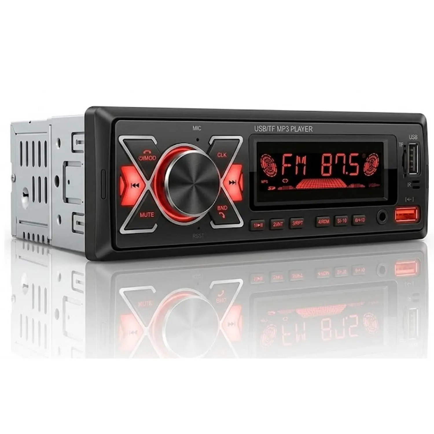 Car Stereo Single Din BT Audio, Hands-Free Microphone, Mp3 Player, No CD/DVD, USB Port, Aux Input, Fm Radio Receiver, Car Audio System, Car Sound System, Abs Enclosure